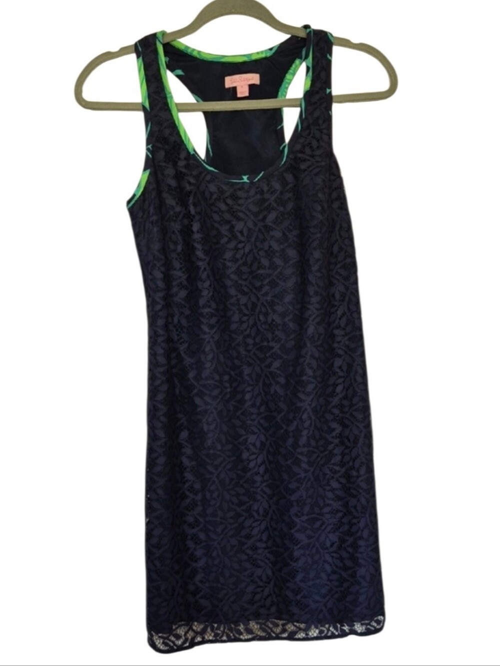Lilly Pulitzer Size Small Betty Racerback Dress Jungle Lace True Navy